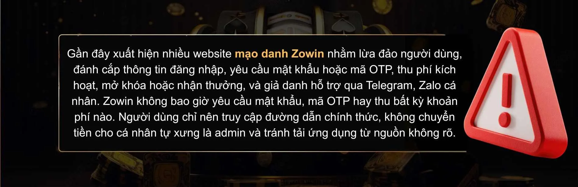 Cảnh báo giả mạo zowin