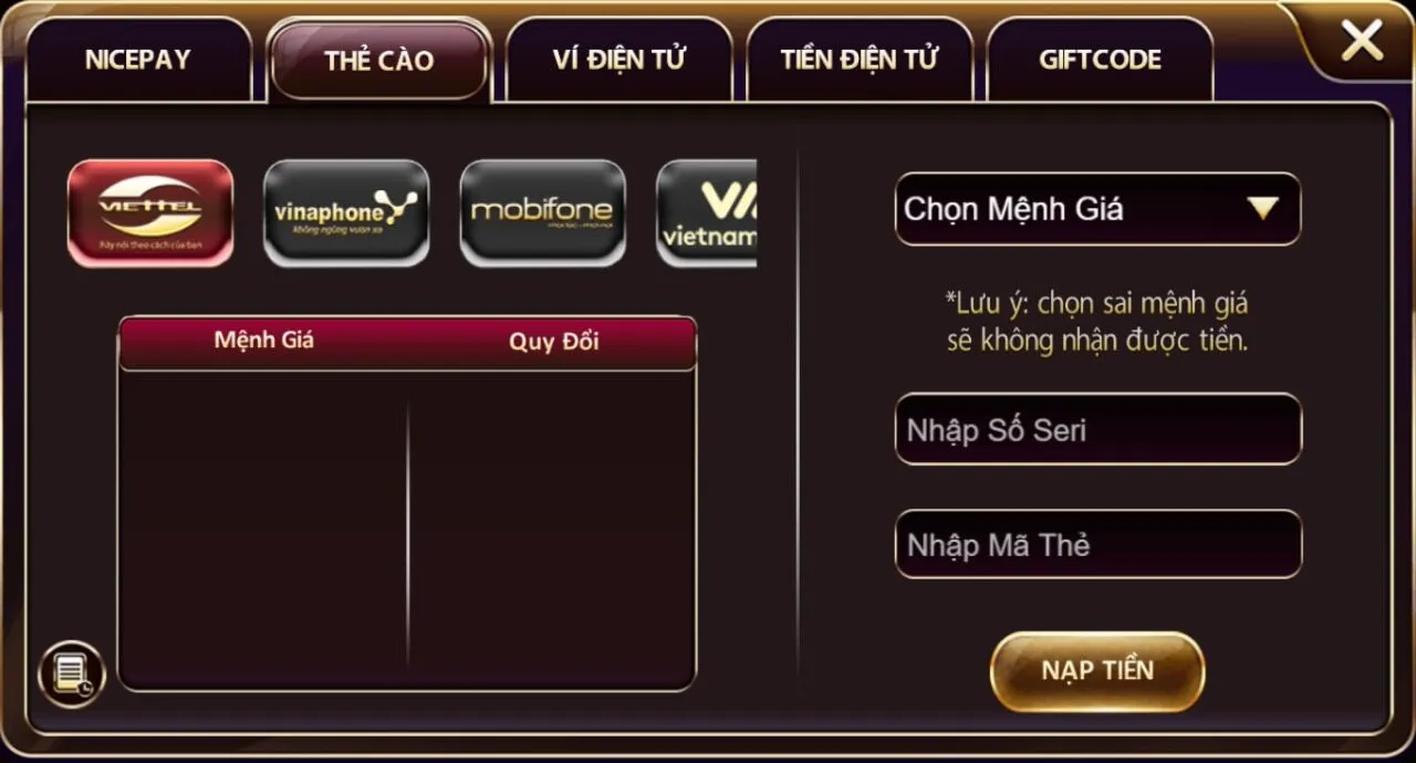 Nạp tiền zowin